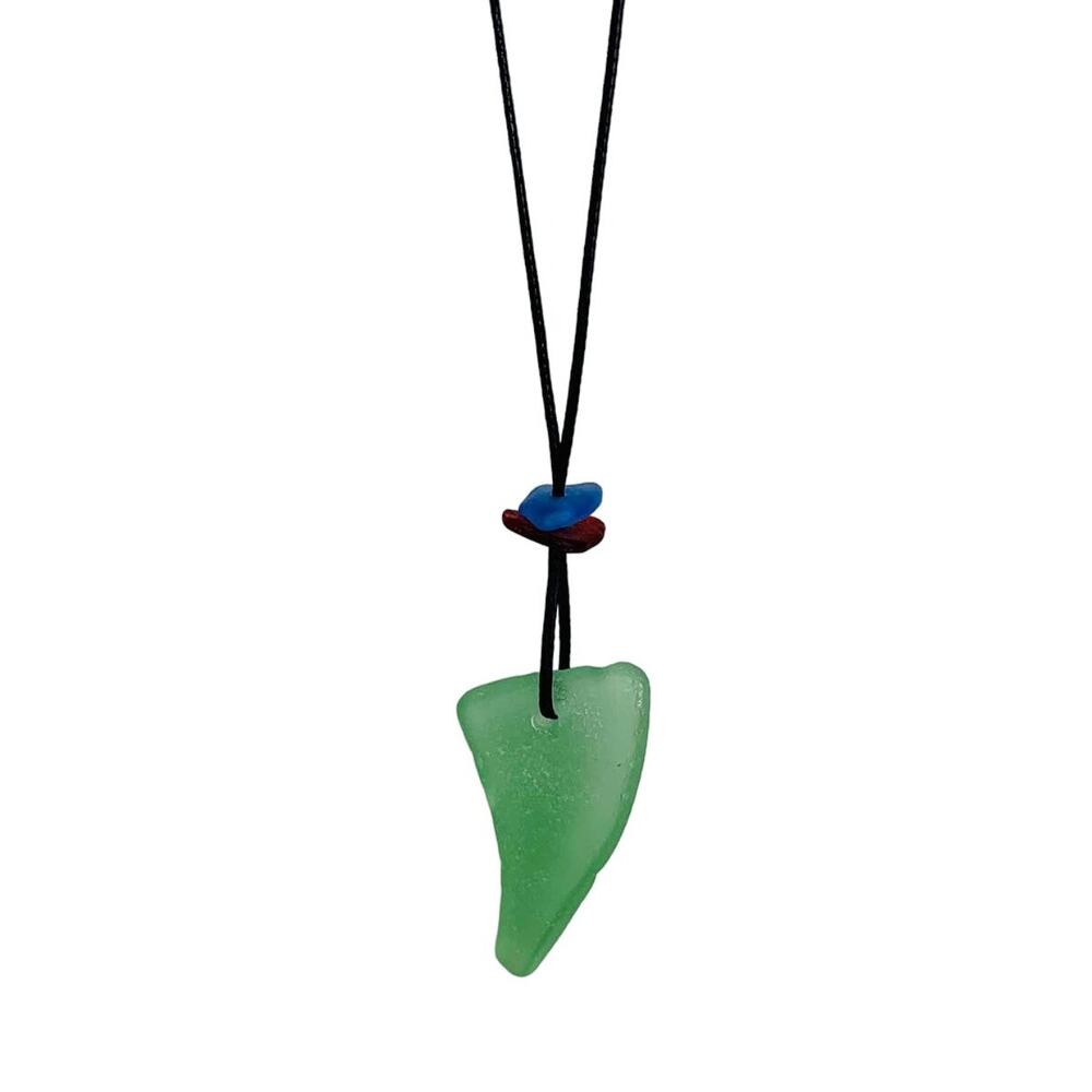 Seaglass Necklace Green Blue Red Rope Rincon Puerto Rico Adjustable - Picture 9 of 10